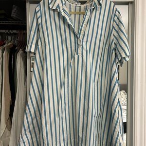Old Navy Blue and White Striped Swing Shirt dress/coverup